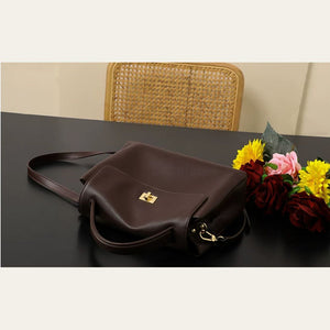 VINEY Chocolate Structured Tote and Crossbody Bag in chocolate, soft structure view