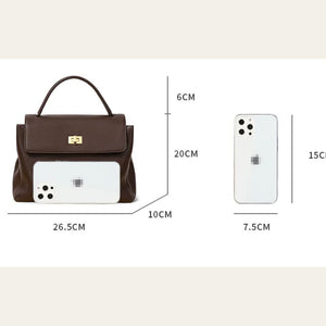 VINEY Chocolate Structured Tote and Crossbody Bag in chocolate, size reference