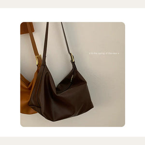 VINEY Coffee Brown Leather Shoulder Tote Bag in coffee brown, studio view