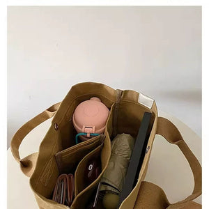 VINEY Compact Canvas Lunch Tote Bag, interior capacity