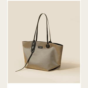 VINEY Khaki Canvas Tote and Crossbody Pouch Set in khaki, studio view