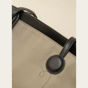 VINEY Khaki Canvas Tote and Crossbody Pouch Set in khaki, material detail