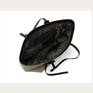 VINEY Khaki Canvas Tote and Crossbody Pouch Set in khaki, interior
