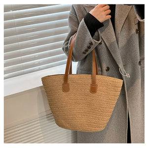 VINEY Lightweight Woven Straw Tote Bag, front view