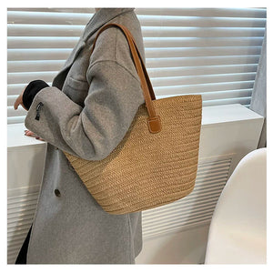 VINEY Lightweight Woven Straw Tote Bag, side view