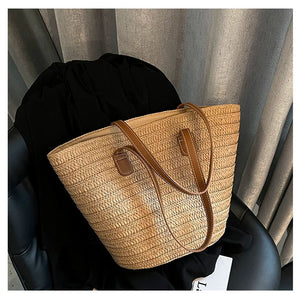 VINEY Lightweight Woven Straw Tote Bag, styled view