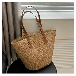 VINEY Lightweight Woven Straw Tote Bag, studio view