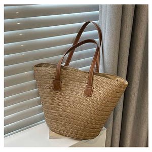 VINEY Lightweight Woven Straw Tote Bag, back view