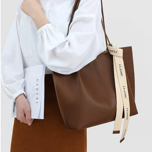 VINEY Large Leather Commuter Tote Bag, workday