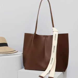 VINEY Large Leather Commuter Tote Bag, still life