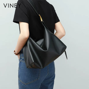 VINEY Genuine Leather Hobo Tote and Shoulder Bag, lifestyle view