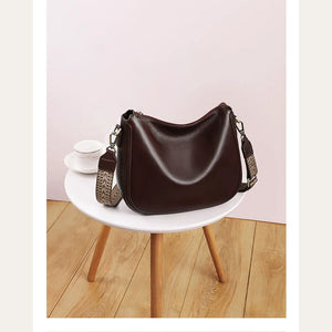 VINEY Genuine Leather Saddle Tote and Crossbody Bag, tabletop view