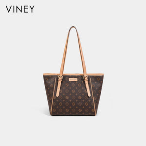 VINEY Coffee Monogram Commuter Tote Bag in coffee