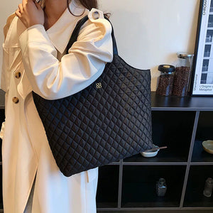VINEY Quilted Oversized Commuter Tote Bag, roomy shape view