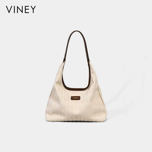 VINEY Quilted Woven Shoulder Tote Bag, studio front view