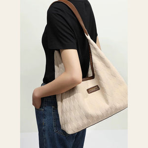 VINEY Quilted Woven Shoulder Tote Bag, shoulder carry