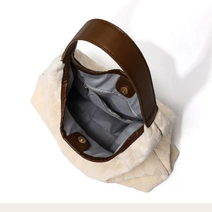 VINEY Quilted Woven Shoulder Tote Bag, organized interior