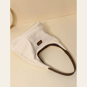 VINEY Quilted Woven Shoulder Tote Bag, flat-lay view