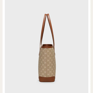 VINEY Rock Brown Monogram Commuter Tote Bag in brown, side view