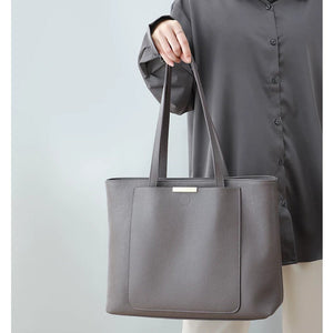 VINEY Soft-Structure Shoulder Tote Bag in dark grey, workwear styling view