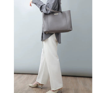 VINEY Soft-Structure Shoulder Tote Bag in dark grey, profile