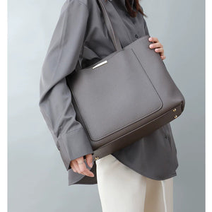 VINEY Soft-Structure Shoulder Tote Bag in dark grey, shoulder carry