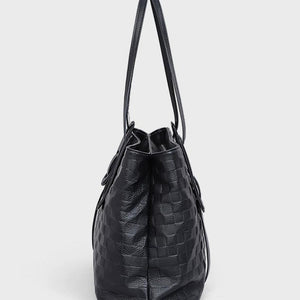VINEY Woven Leather Commuter Tote Bag, side profile