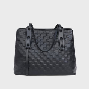 VINEY Woven Leather Commuter Tote Bag, back view