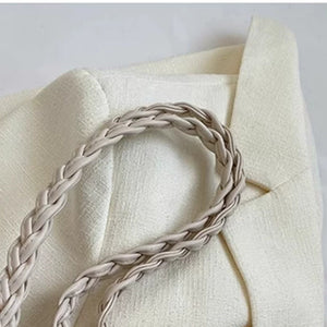 VINEY Woven Summer Tote Bag with Flower Charm, braided handle