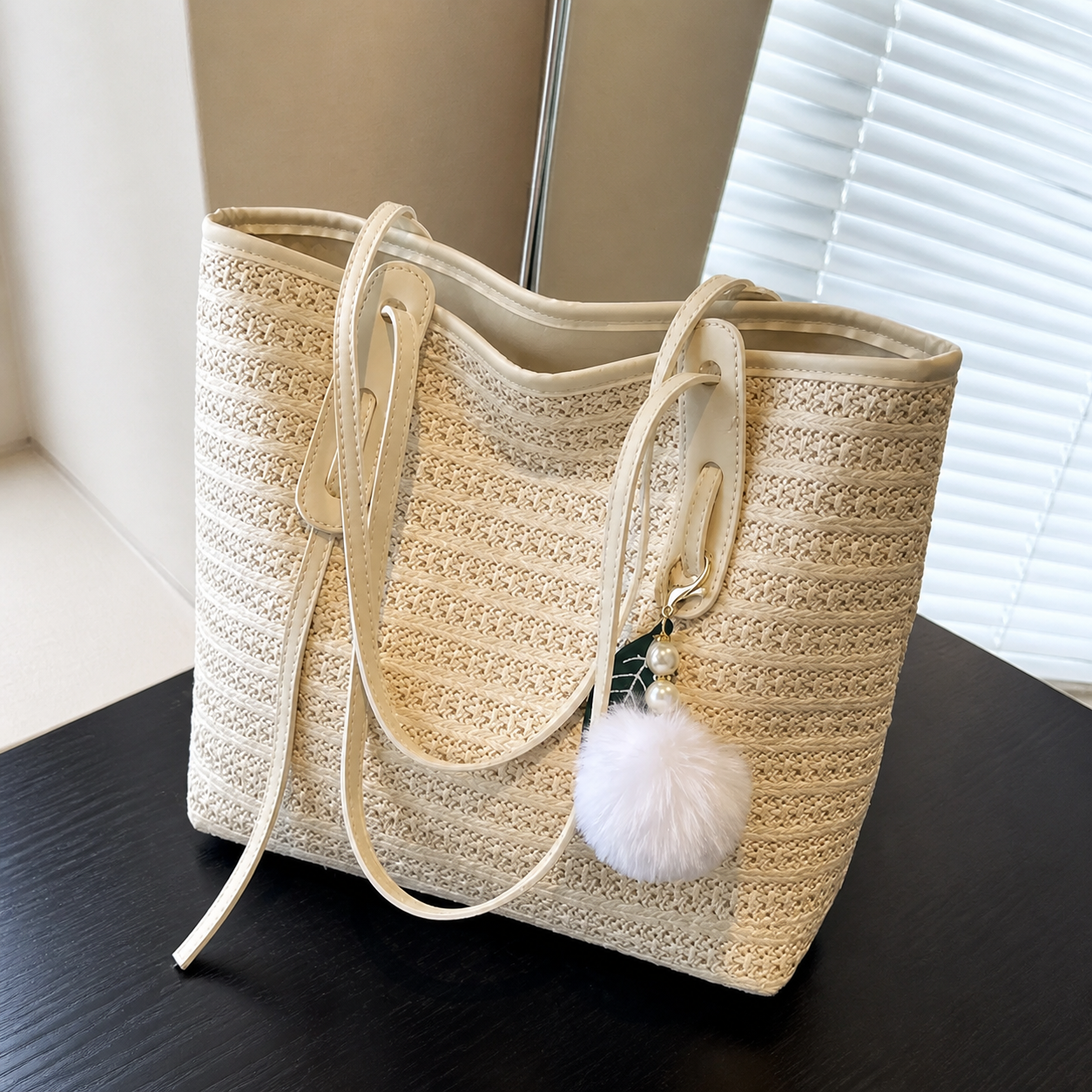 VINEY woven straw tote bag for women