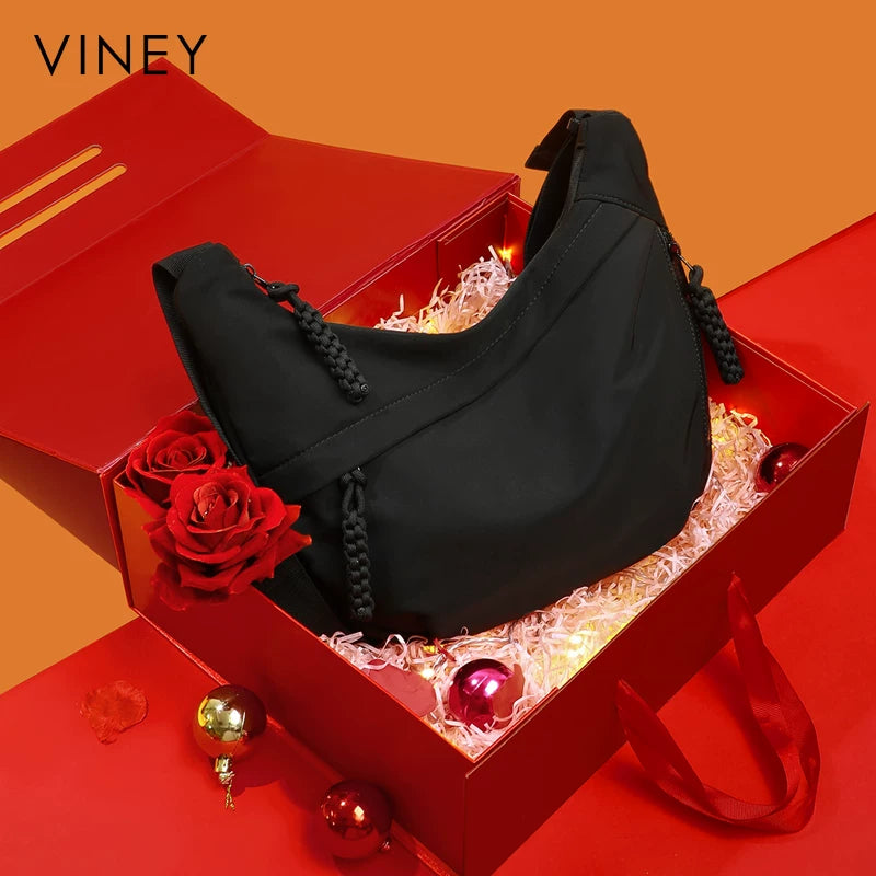 VINEY Lightweight Canvas Crescent Shoulder Bag for Women