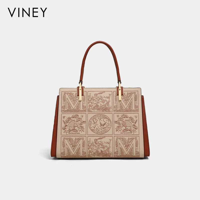 VINEY Weekend Genuine Leather Top-Handle Bag