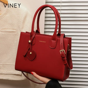 VINEY City Genuine Leather Large Capacity Convertible Top-Handle Bag