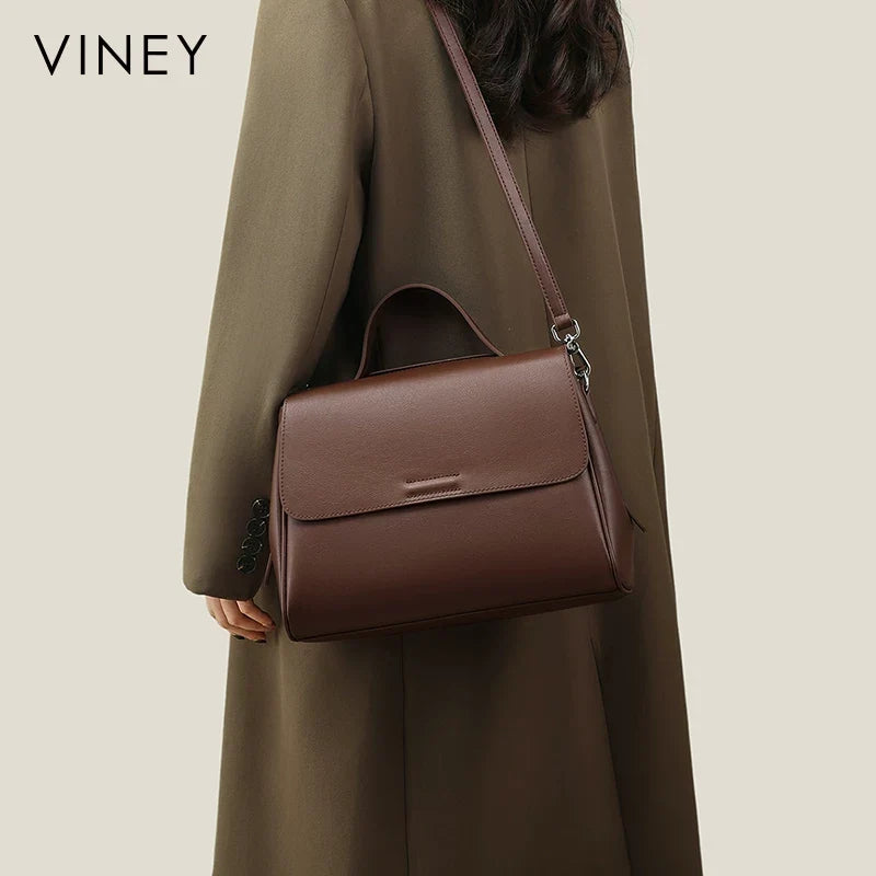 VINEY Urban Genuine Leather Lightweight Convertible Top-Handle Bag