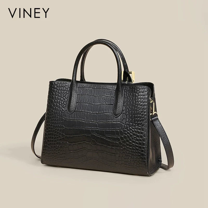 VINEY Weekend Genuine Leather Large Capacity Convertible Top-Handle Bag
