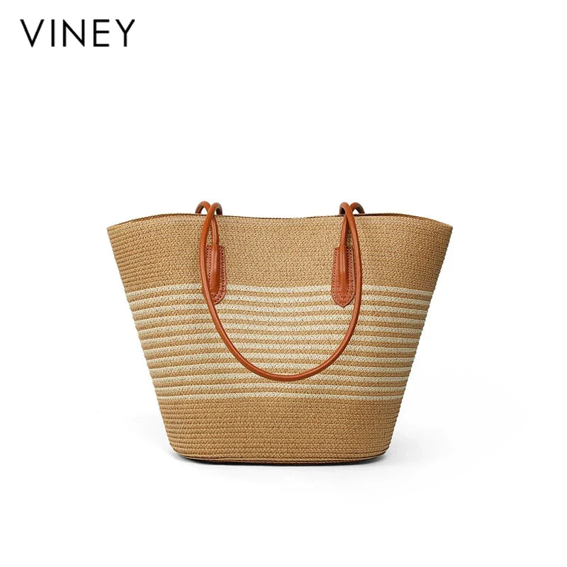 VINEY Woven Large Capacity Convertible Tote Bag