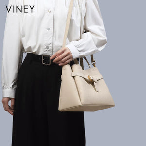 VINEY City Genuine Leather Large Capacity Convertible Tote Bag