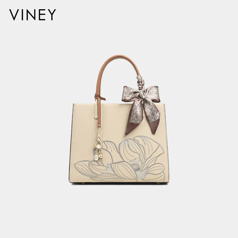 VINEY Modern Genuine Leather Convertible Top-Handle Bag