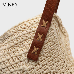 VINEY City Woven Straw Beach Large Capacity Convertible Tote Bag