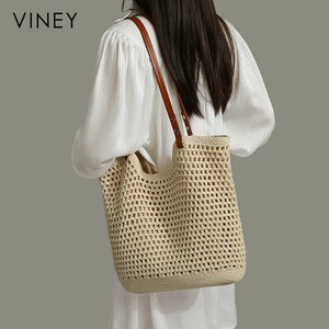 VINEY Everyday Woven Straw Beach Large Capacity Tote Bag
