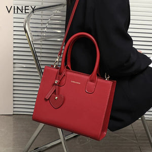 VINEY City Genuine Leather Large Capacity Convertible Top-Handle Bag