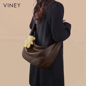 VINEY City Genuine Leather Large Capacity Convertible Hobo Bag