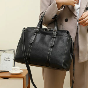 VINEY Genuine Leather Large Capacity Vintage Convertible Tote Bag