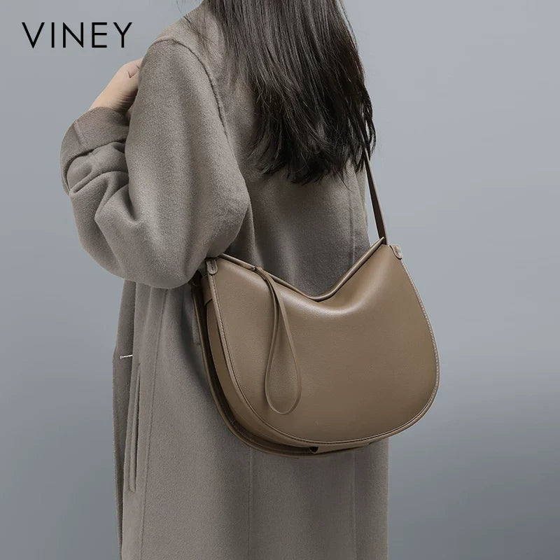 VINEY Urban Genuine Leather Large Capacity Convertible Hobo Bag
