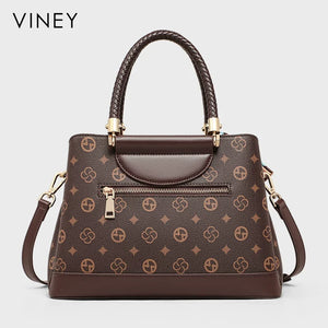VINEY Leather Convertible Top-Handle Bag