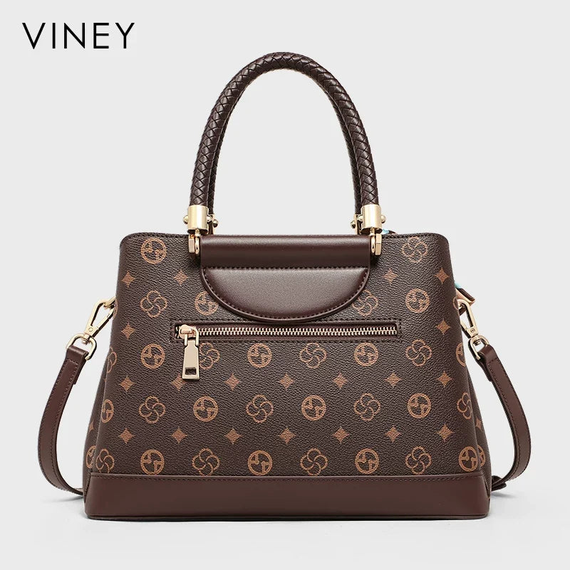 VINEY Leather Convertible Top-Handle Bag