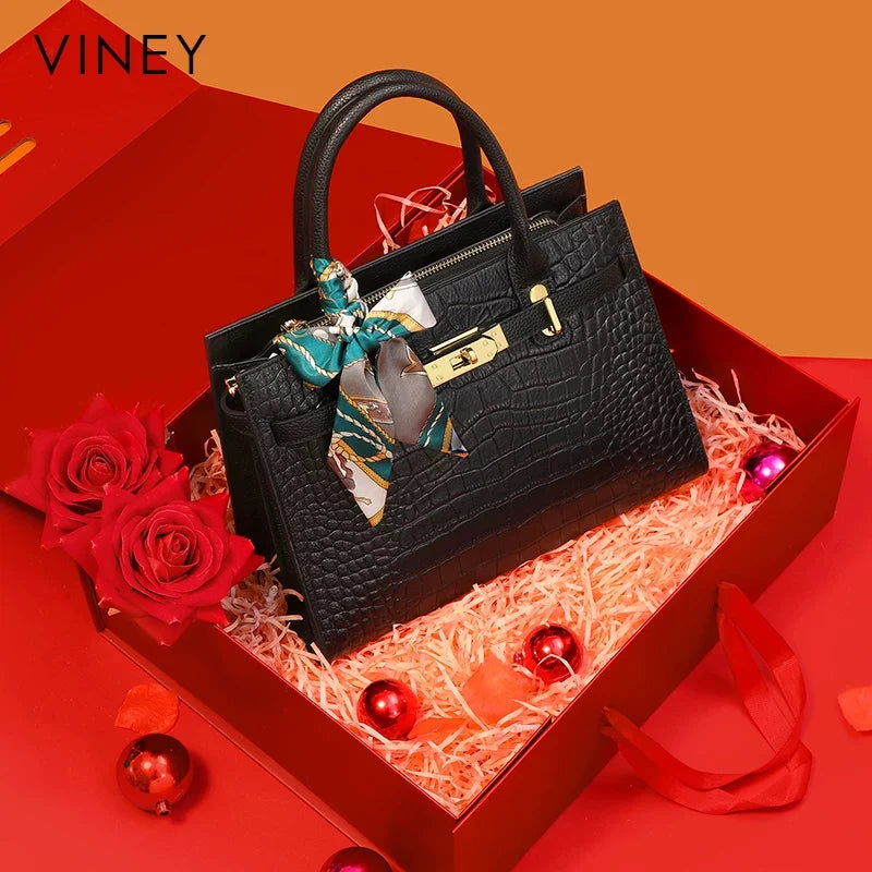 VINEY Commuter Genuine Leather Top-Handle Bag