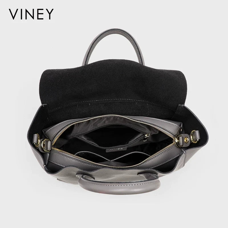 VINEY Urban Genuine Leather Large Capacity Convertible Tote Bag