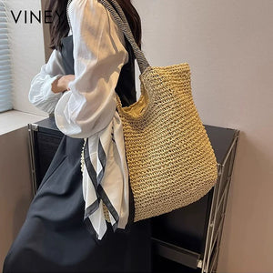 VINEY Urban Woven Straw Beach Large Capacity Basket Tote Bag
