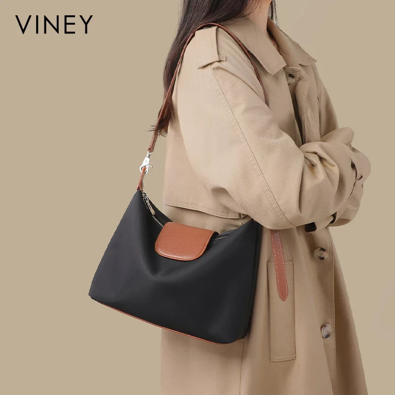 VINEY Canvas Crescent Convertible Tote Bag